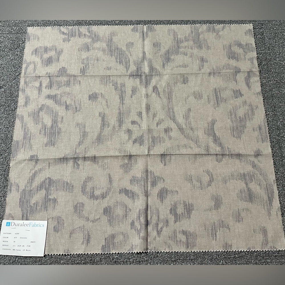 Duralee Fabric Sample Remnant 42250 Gatwick Print Greystone Beige Crafts